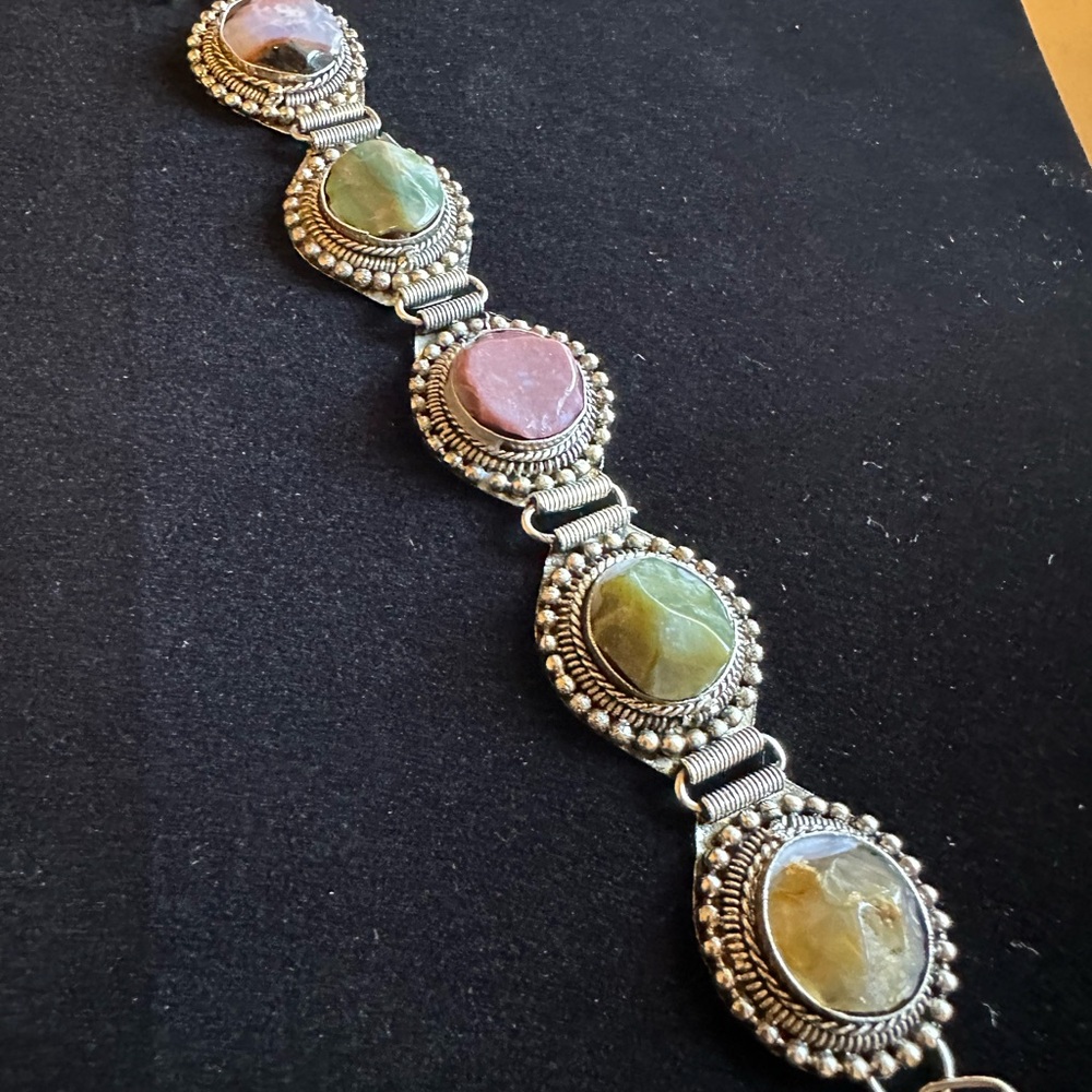 Vintage Agate Stone Bracelet 7”